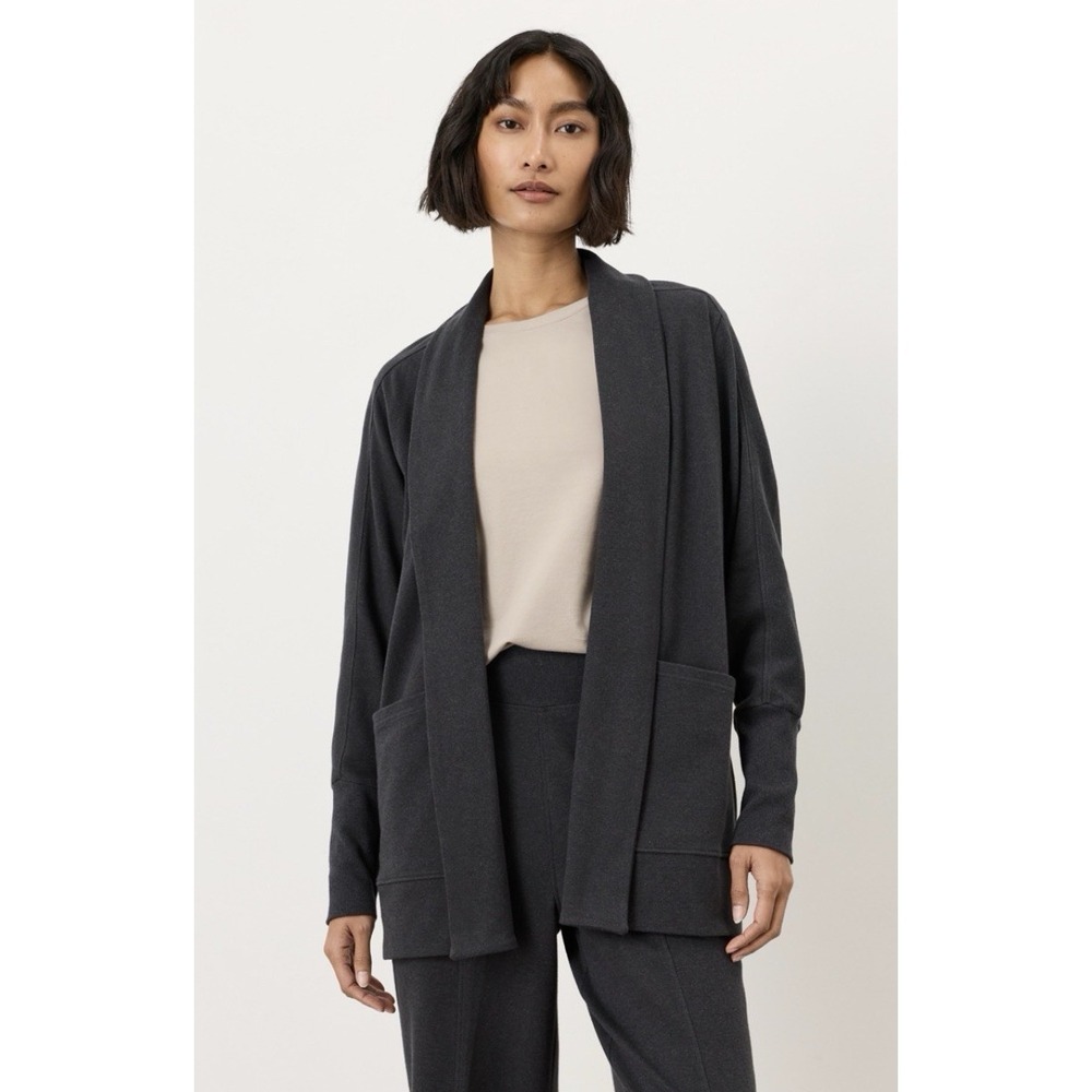 Pact Organic Cotton Airplane Wrap Open Cardigan Gray Womens Size XXL